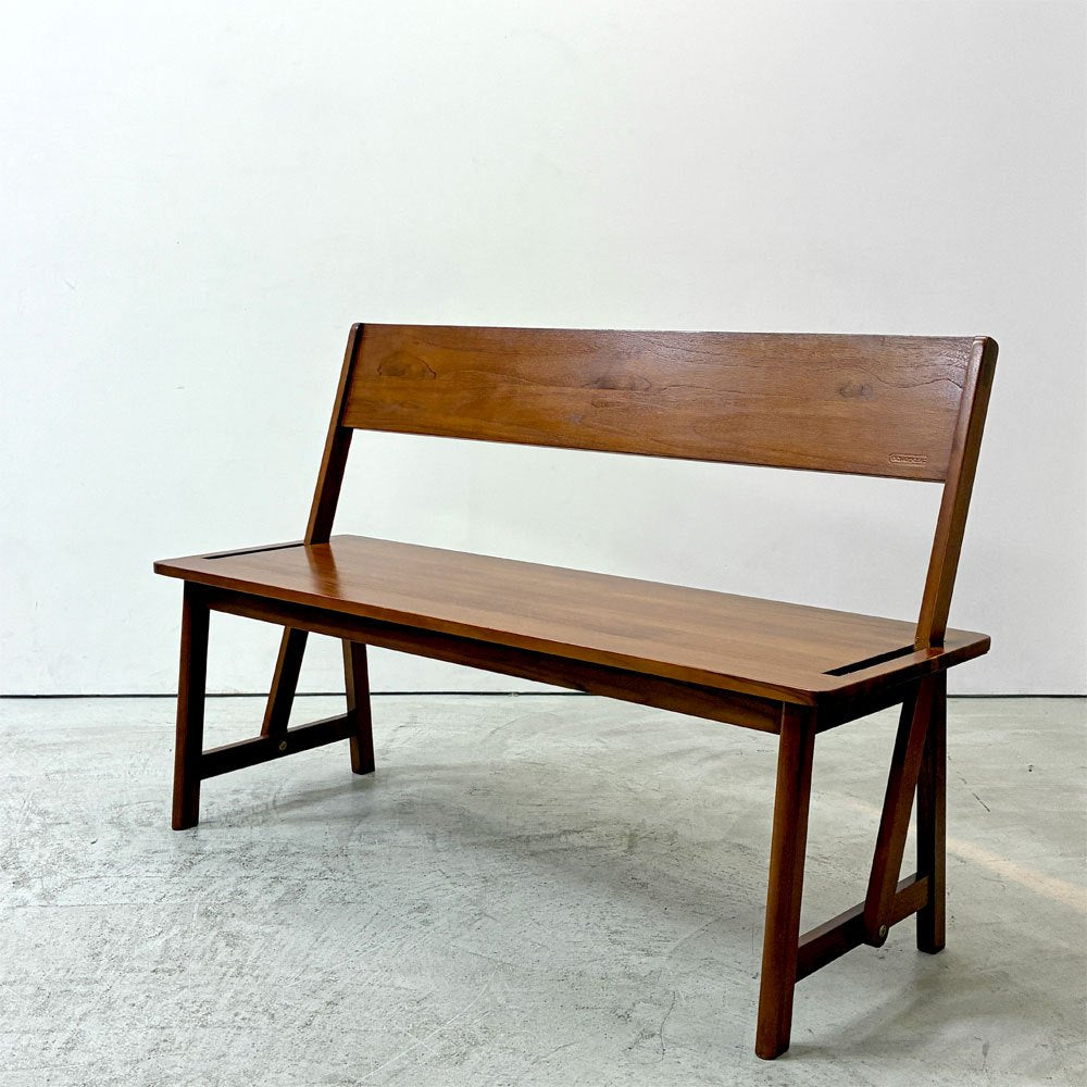 スキャンティーク SCANTEAK デュオ Duo スイベルベンチ チーク無垢材 背もたれ可動式 W120㎝ ●