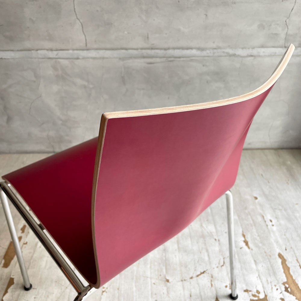 エンゲルブレヒト Engelbrechts チャリックチェア CHAIRIK Chair 101 ダイニングチェア スタッキング 4本脚 ボルドー プライウッド スチール デンマーク 未使用品 定価63,800円 ♪