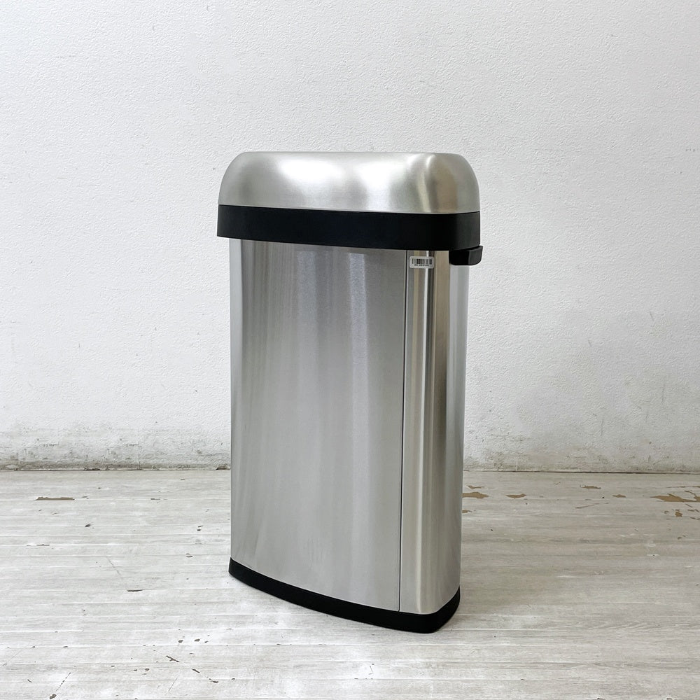 シンプルヒューマン simplehuman セミラウンドオープンカン 60L ゴミ箱 ダストボックス 半円型 ステンレス シンプルモダン 元箱付き ●