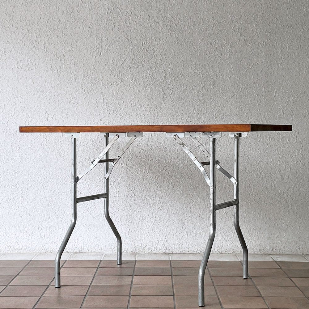 ワークテーブル エブコ EBCO ウィッシュボーンレッグ WISHBONE LEGS + 木製天板 W125cm 折り畳みテーブル 作業台 DIY P.F.S取扱い インダストリアル ◇