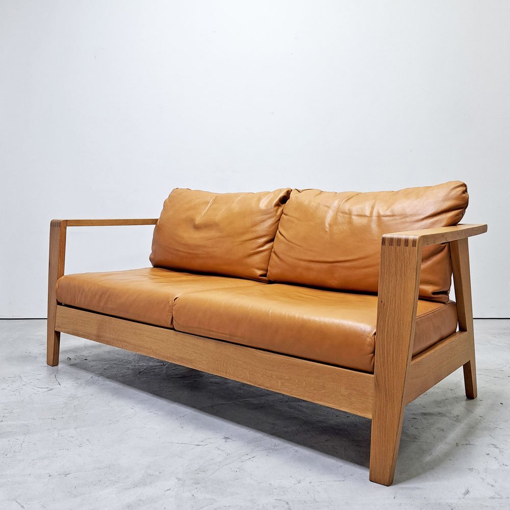 シギヤマ家具 SHIGIYAMA グリーン GREEN ローズマリー 2Pソファ ROSEMARY LOVE SOFA 本革 キャメル オーク無垢材 岩倉榮利 ●