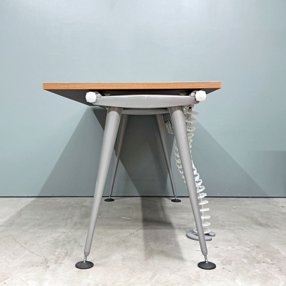 ハーマンミラー Herman Miller アバックエンバイロメンツ ABAK ミーティングテーブル デスク W140cm ウッドカラー ケーブルスパイン付き ティム・ウォレス ◎
