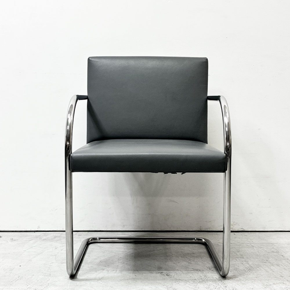 ノル ノール Knoll ブルーノ brno アームチェア チューブラー 合皮レザー グレー系カラー ミースファンデルローエ カンチレバー ●