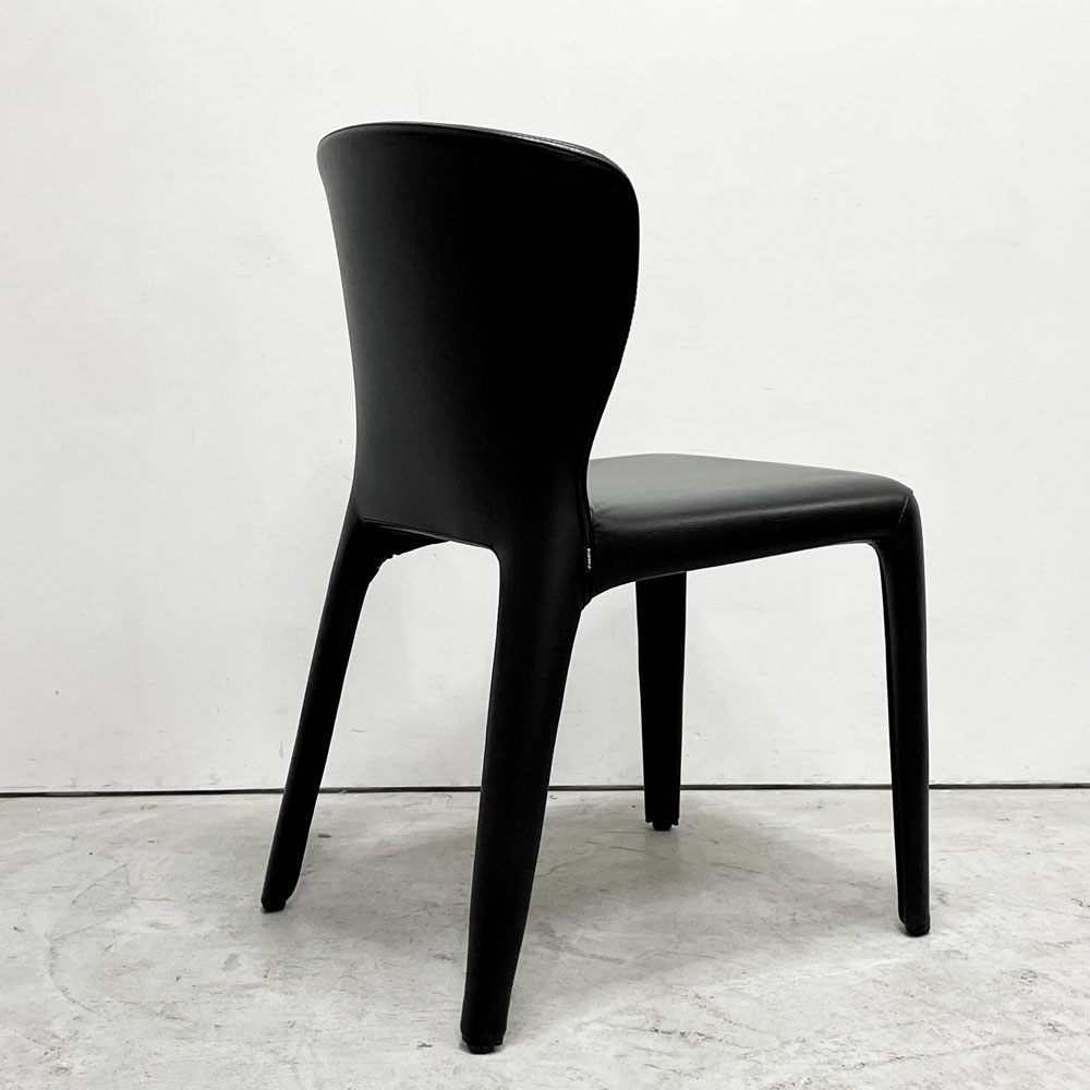 カッシーナ Cassina オラ 369 HOLA アームレスチェア ダイニングチェア 本革 ブラックレザー ハンス・ウェッツスタイン イタリア 定価￥418,000- B ●