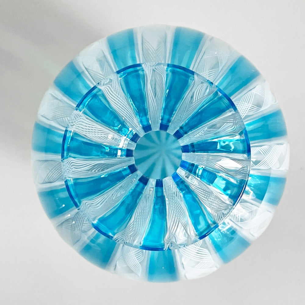 バラリン BALLARIN レースガラス フラワーベース 花瓶 ムラーノ MURANO ベネチアングラス H17.5cm イタリア 工芸品 ■