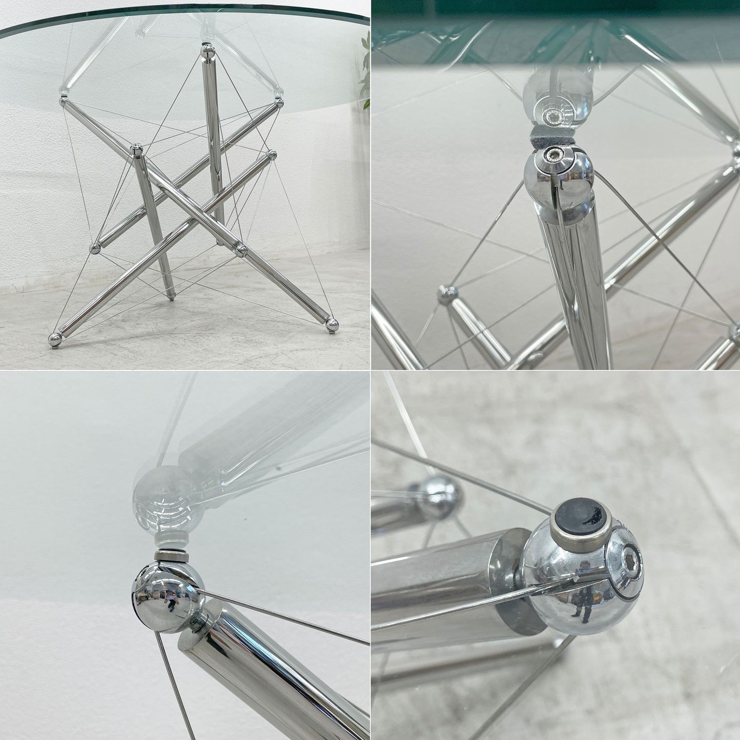カッシーナ Cassina 714 Table ガラストップ ダイニングテーブル ラウンド  テオドール・ワッデル Theodore Waddell 参考68万円 〓