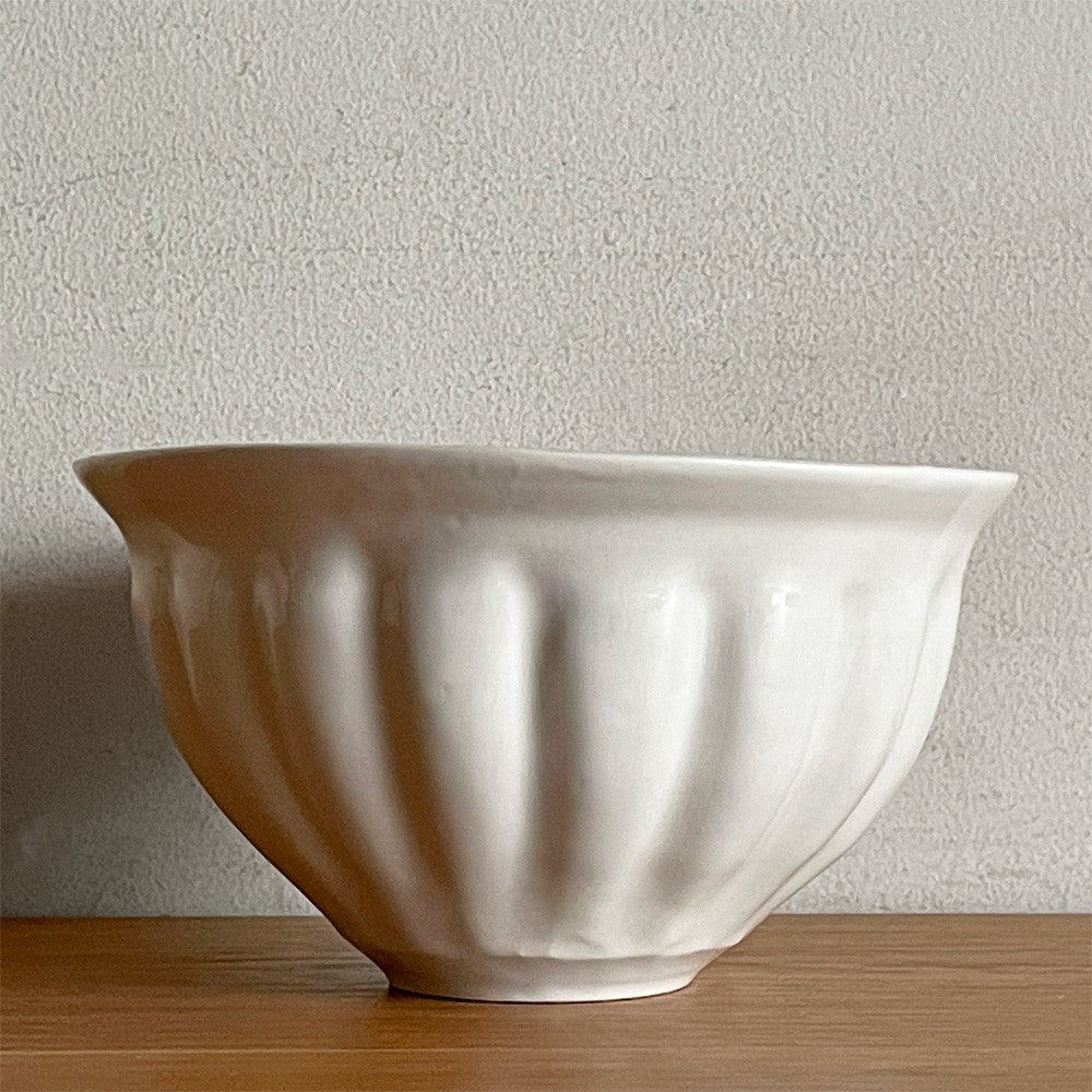 角田涼 クグロフボウル どんぶり 磁器 白磁 ハンドメイド Φ19㎝ 現代作家 未使用品 ■