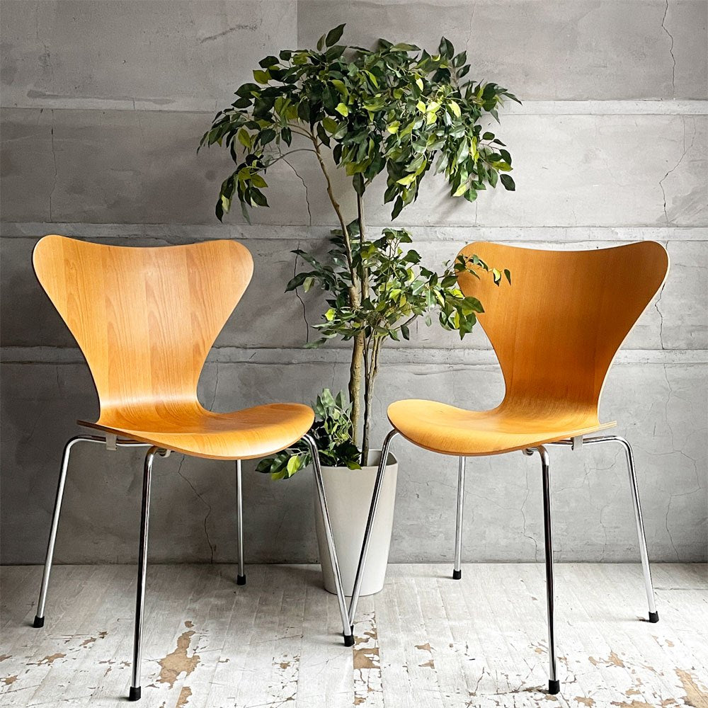 フリッツハンセン Fritz Hansen 3107 セブンチェア ビーチ材 ナチュラル ラッカー仕上げ アルネ・ヤコブセン スタッキング デンマーク 北欧家具 A ♪
