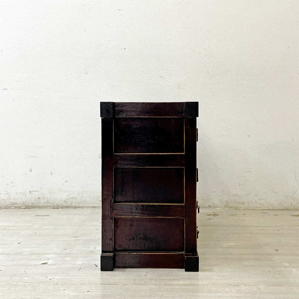 ジャパンビンテージ Japan Vintage 水屋箪笥 時代箪笥 抽斗6杯 開き戸 引き戸 W90cm 小型箪笥 和箪笥 チェスト 和家具 古家具 ●