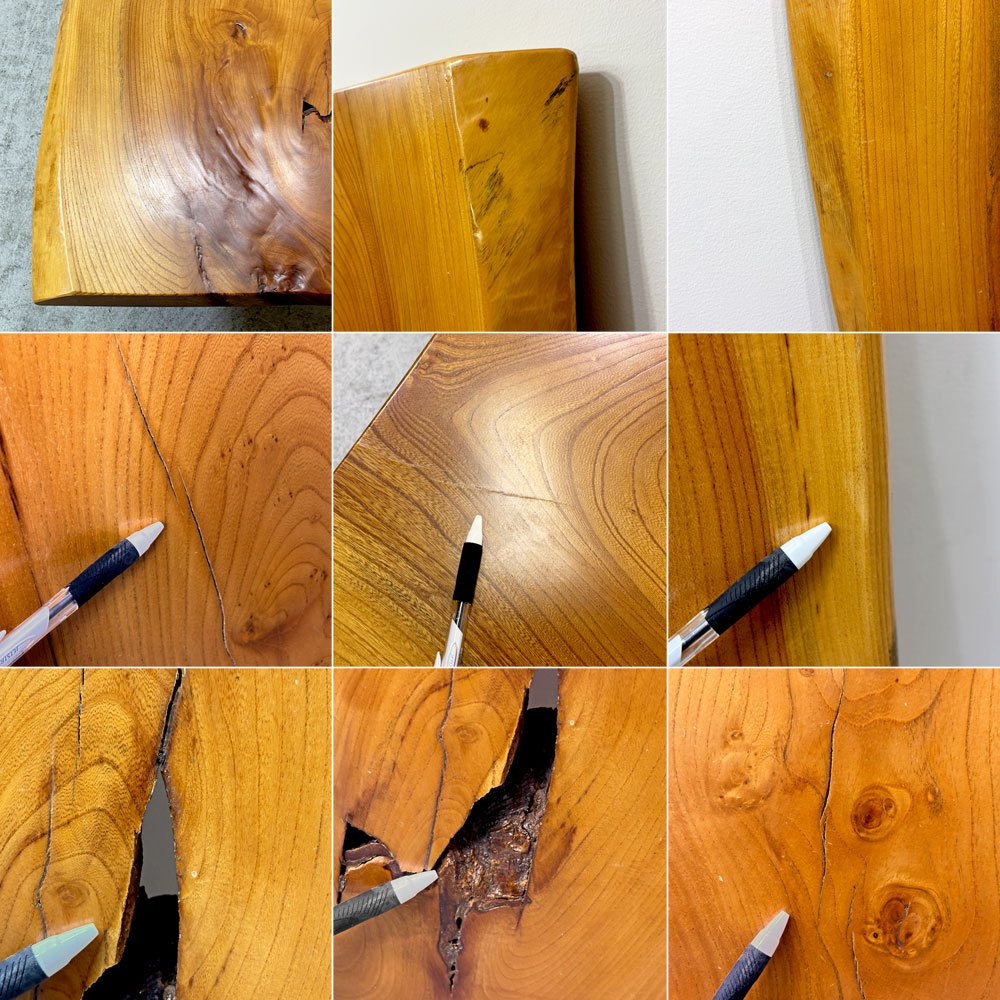 クラフト家具 Craft Furniture 欅無垢材 一枚板 ローテーブル 座卓 耳付き 天然木 ナチュラル W168.5cm  ●
