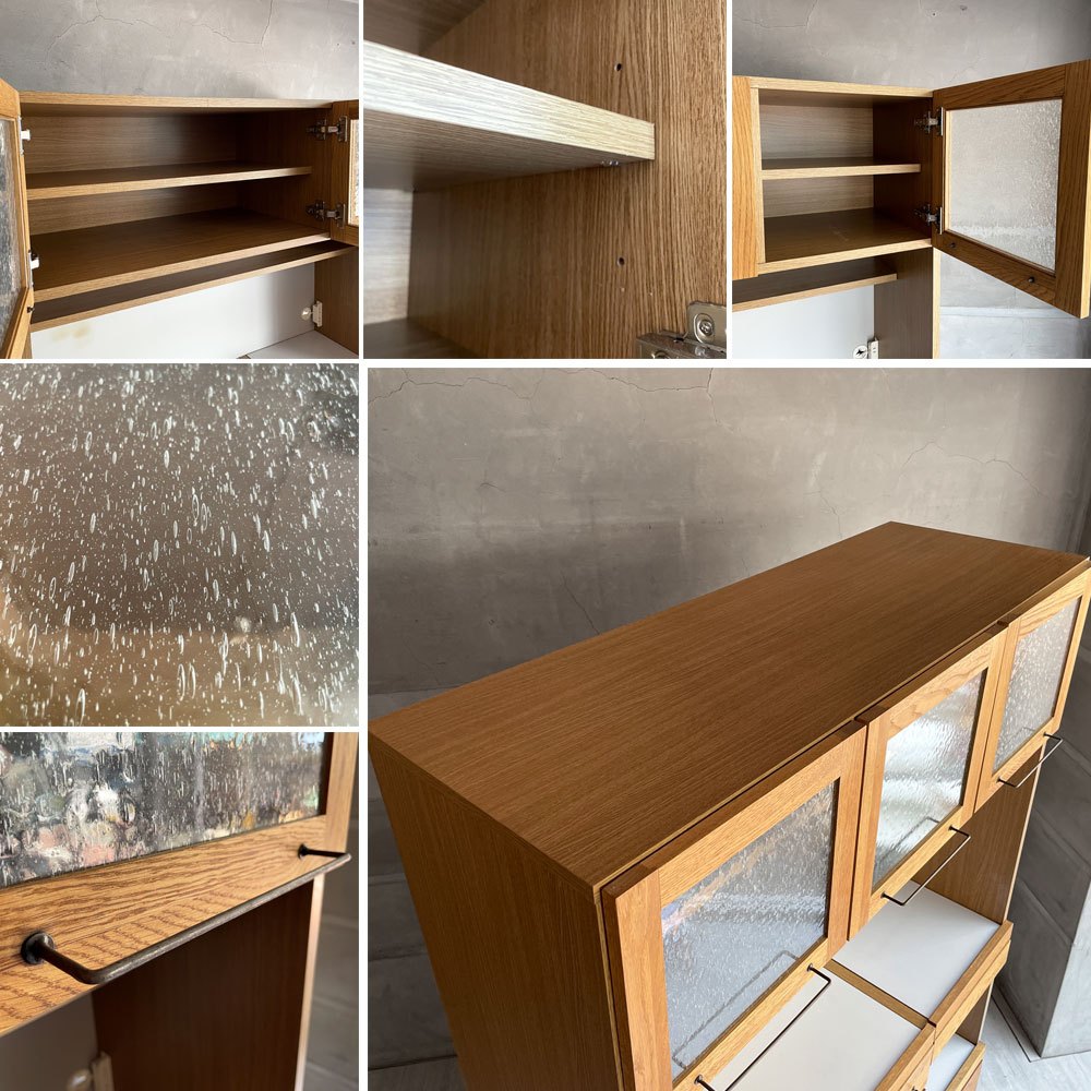 アデペシュ a.depeche カデル cadeal キッチンボード 1200 食器棚 オーク材 泡ガラス コンセント付 定価¥173,800-♪