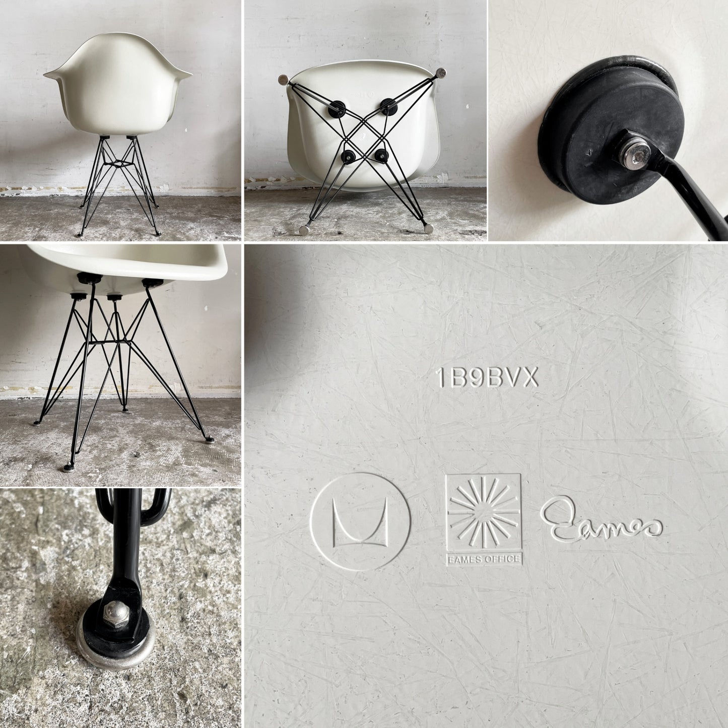 ハーマンミラー Herman Miller アームシェルチェア 現行FRP製 パーチメント エッフェルベース C&R イームズ ミッドセンチュリー  ■