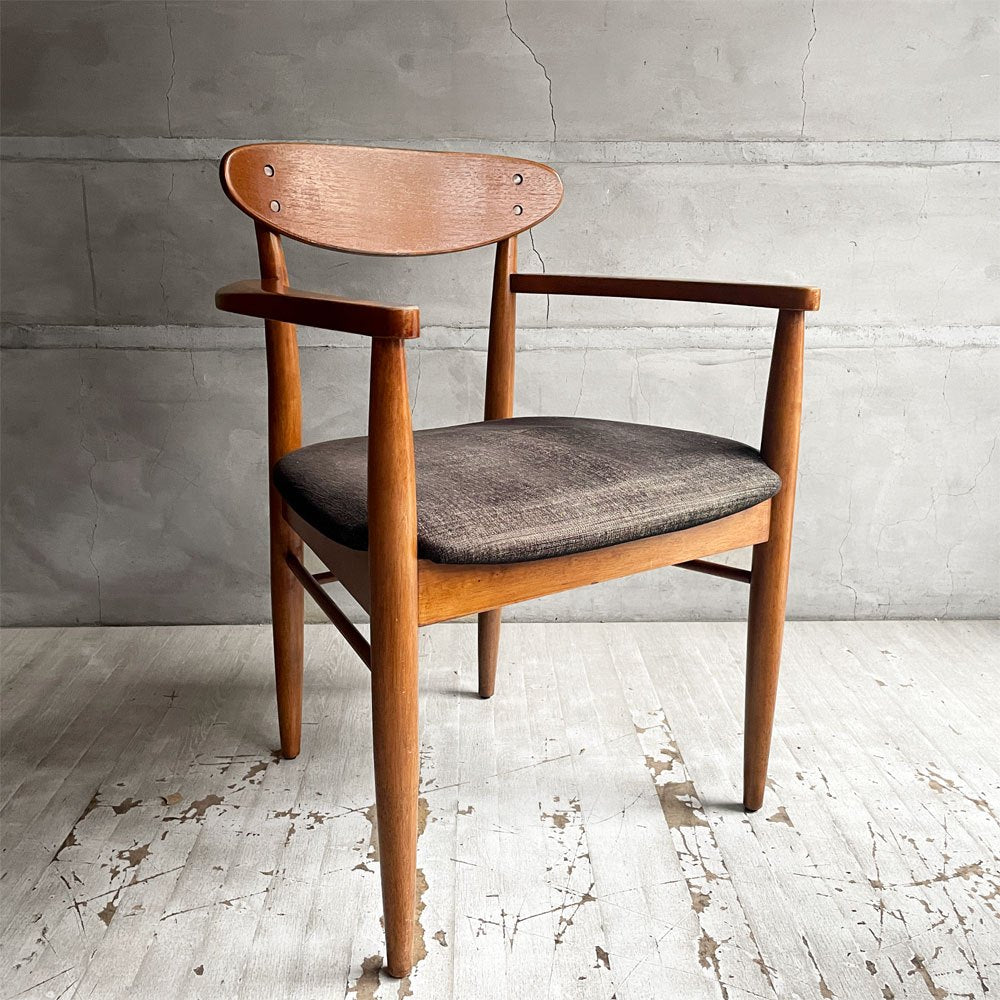 アクメファニチャー ACME Furniture トラッセル アームチェア TRESTLES ARM CHAIR ダイニングチェア ウォールナット ファブリックシート USビンテージスタイル 現状品 ♪