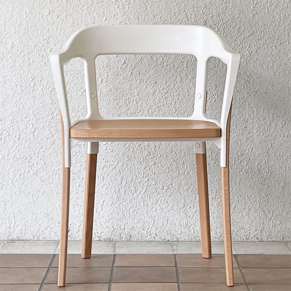 マジス MAGIS スティールウッドチェア Steelwood Chair ホワイト＆ビーチ アームチェア ロナン & エルワン・ブルレック イタリア ◇
