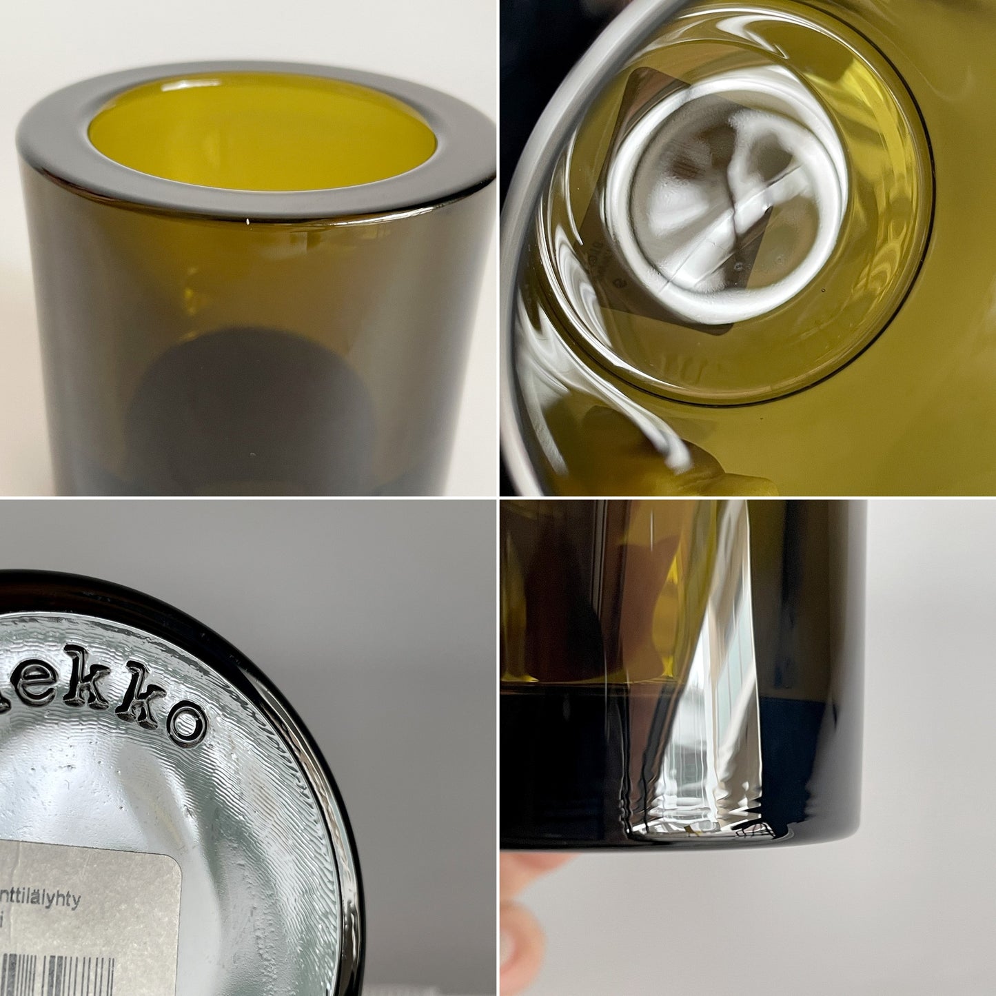 イッタラ iittala マリメッコ marimekko キビ kivi キャンドルホルダー オリーブ 60mm ガラス ヘイッキ・オルヴォラ フィンランド 北欧雑貨 箱付 ■
