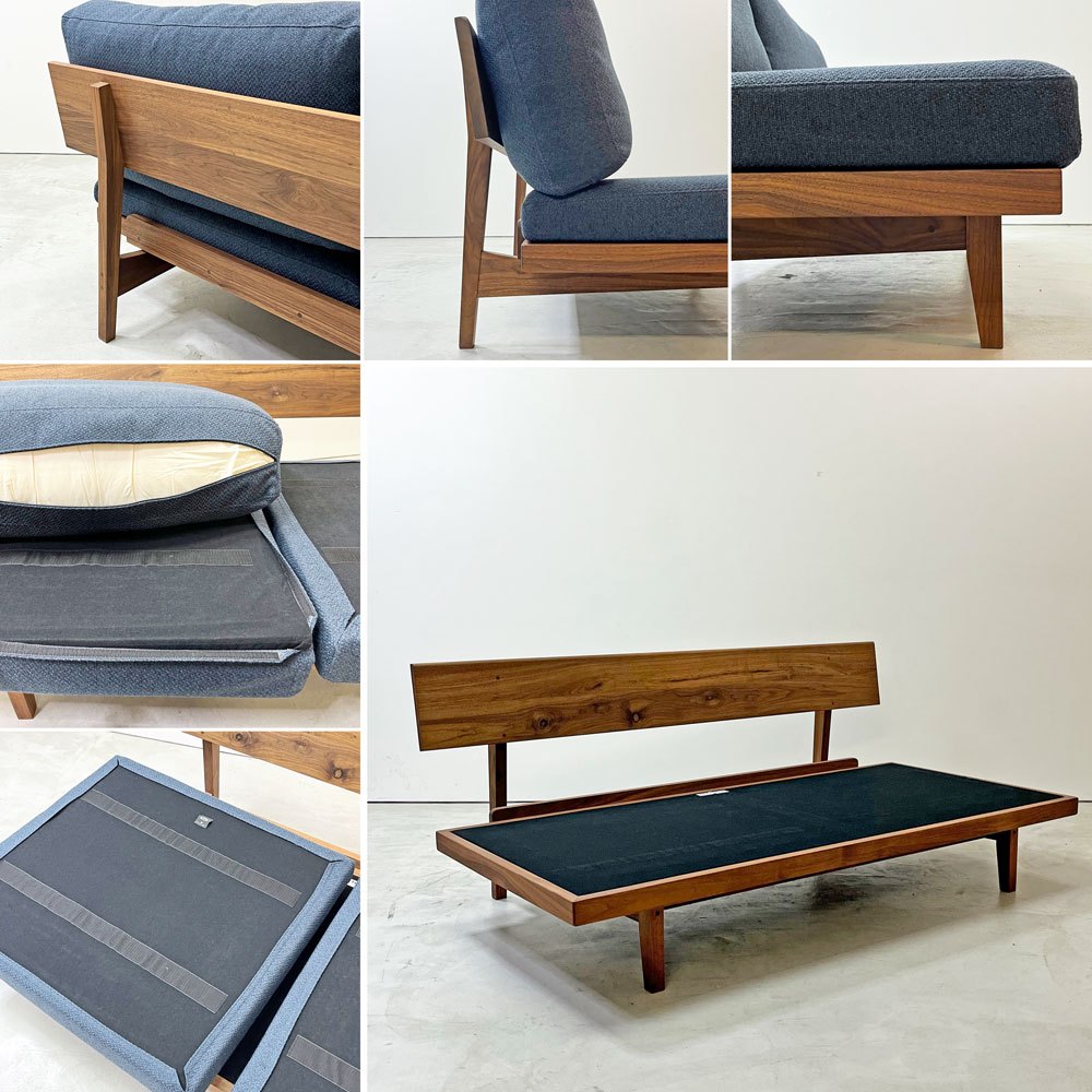 マスターウォール MASTERWAL コモンルーツ COMMON ROOTS ブリッジソファ BRIDGE SOFA 2シーター 160 ファブリックシート ブルーベリー ウォールナット無垢集成材 ●
