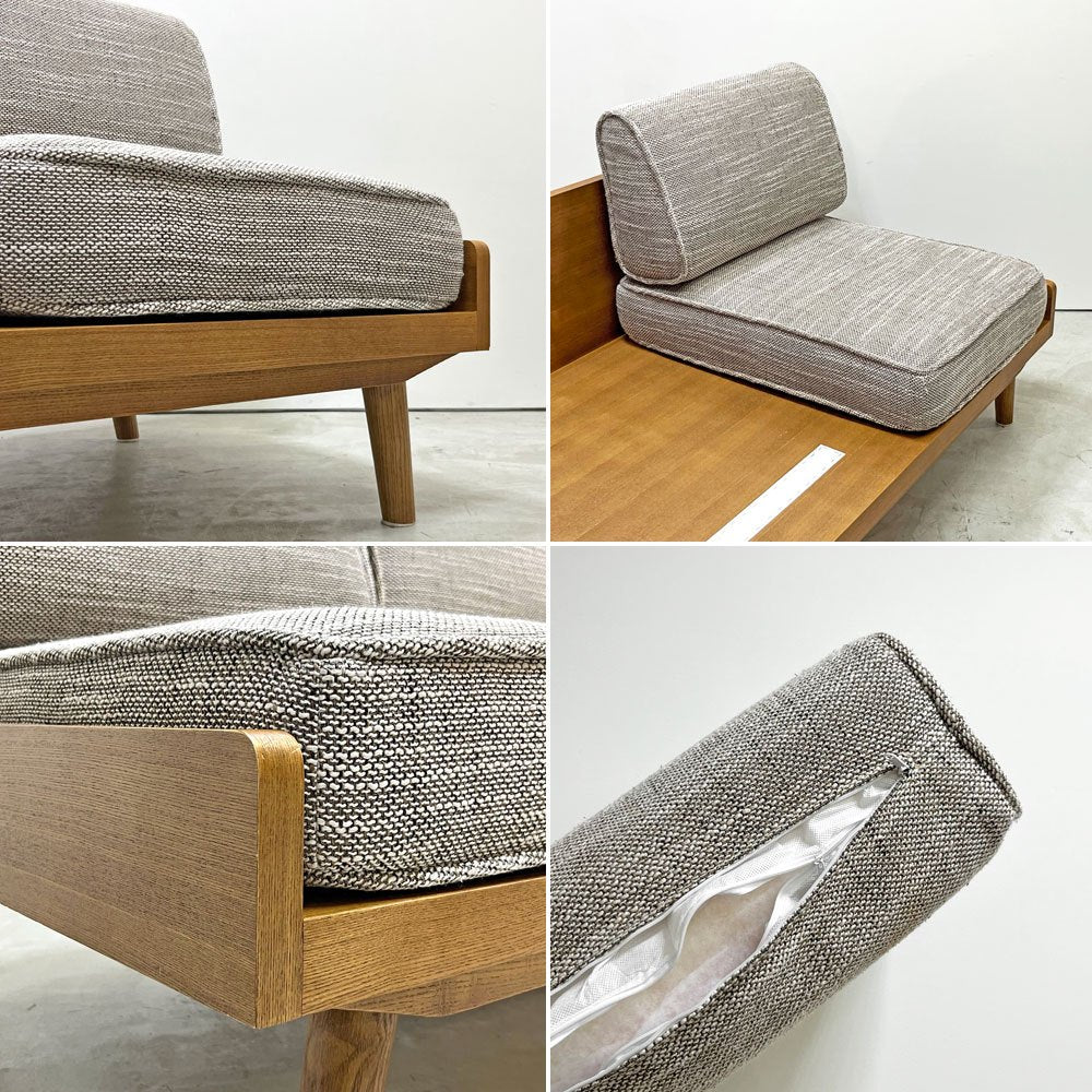 ウニコ unico アルベロ ALBERO 3Pソファ カバーリング チークカラーフレーム ベージュファブリック 北欧ビンテージスタイル ●