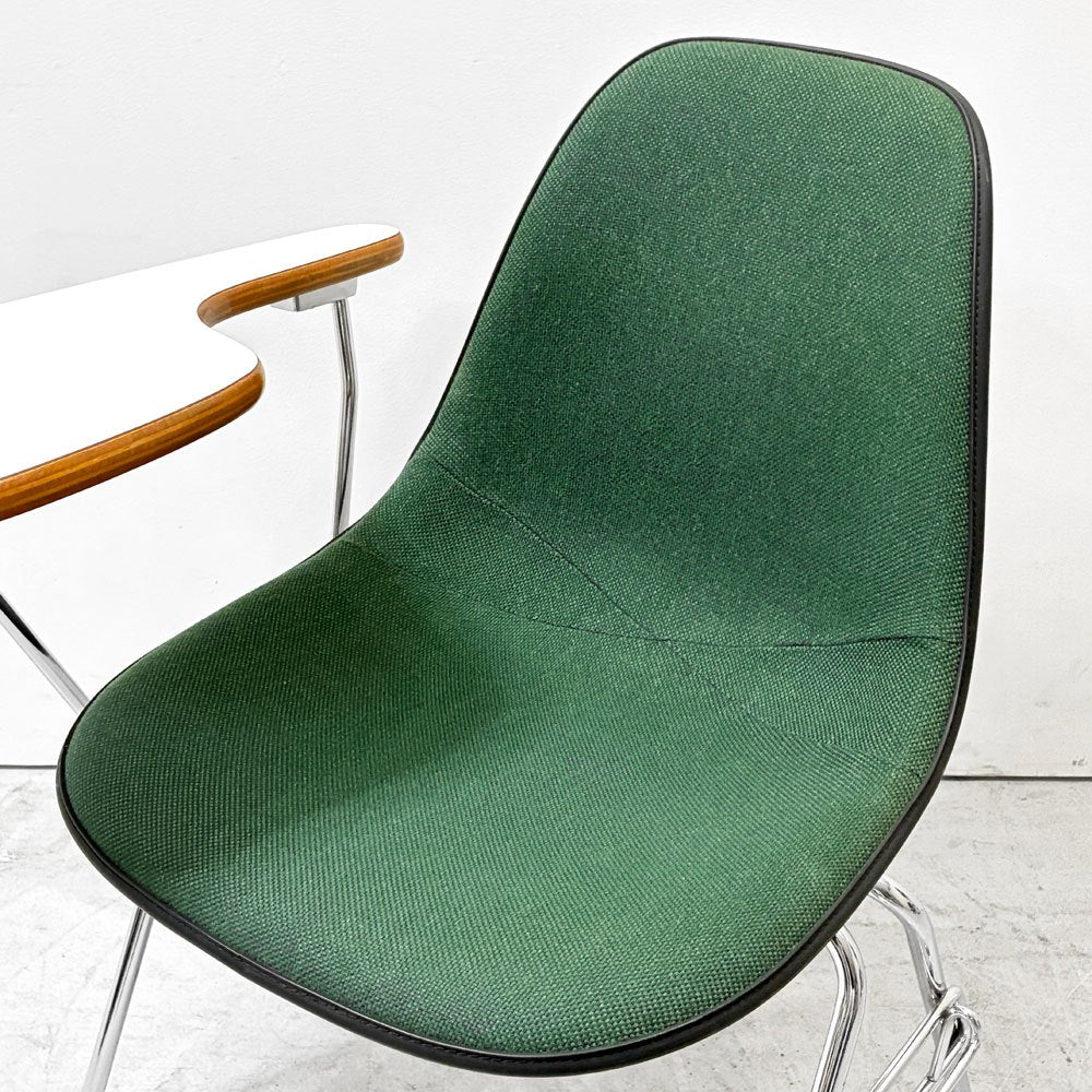ハーマンミラー Herman Miller サイドシェルチェア セカンド 2nd ビンテージ アプホルスター スクールベース スタッキングベース 肘掛けテーブル付 イームズ ミッドセンチュリー F ●