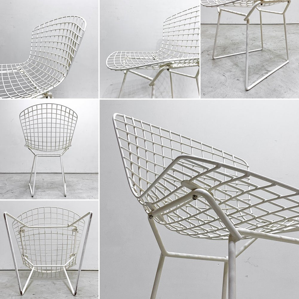 ノル Knoll 420 サイドチェア ワイヤーチェア ホワイト ハリー・ベルトイア Harry Bertoia ミッドセンチュリー ビンテージ 名作椅子 ●