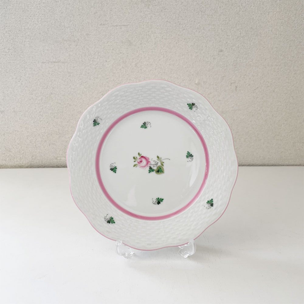 ヘレンド HEREND ウィーンの薔薇 デザートプレート 19cm ピンク 陶器 ハンガリー 定価￥26,400- B ◎