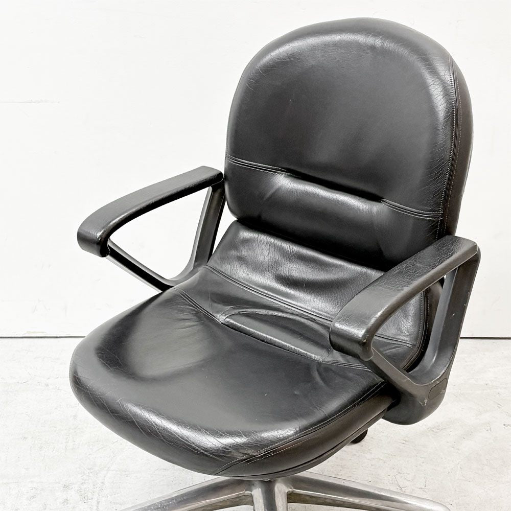 内田洋行 UCHIDA コアチェア CORE CHAIR デスクチェア オフィスチェア ブラックレザー キャスター付 説明書付 ●