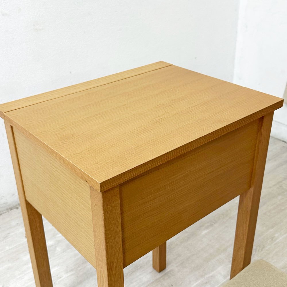 無印良品 MUJI タモ材 コンパクト ドレッサー 化粧台 デスク スツール付 W46cm ナチュラル 廃番 ●