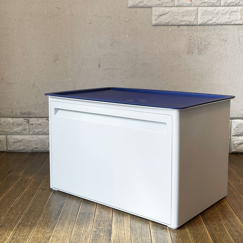 タッパーウェア Tupperware マルチオーガナイザー ワイド ドロップダウンドア ブルー×ホワイト ◎