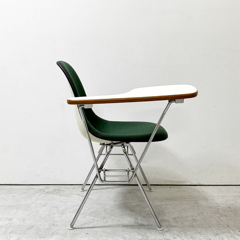 ハーマンミラー Herman Miller サイドシェルチェア セカンド 2nd ビンテージ アプホルスター スクールベース スタッキングベース 肘掛けテーブル付 イームズ ミッドセンチュリー F ●