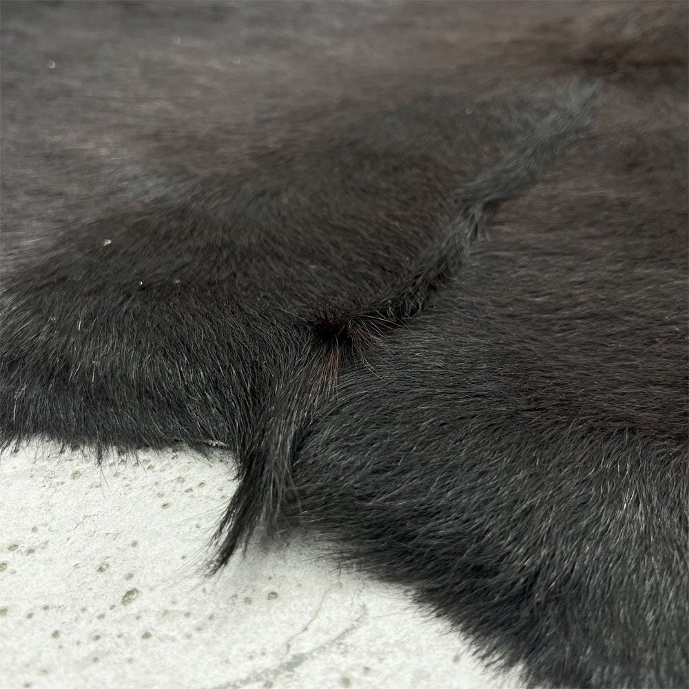 大判 カウラグ 牛革 カーペット ラグマット 毛皮 ハラコ 敷物 ダークブラウン  〓