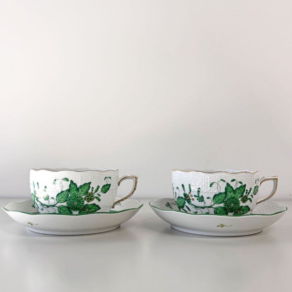 ヘレンド HEREND インドの華 ティーカップ＋ウイーンの薔薇 ソーサー C&S 2客セット D ◎