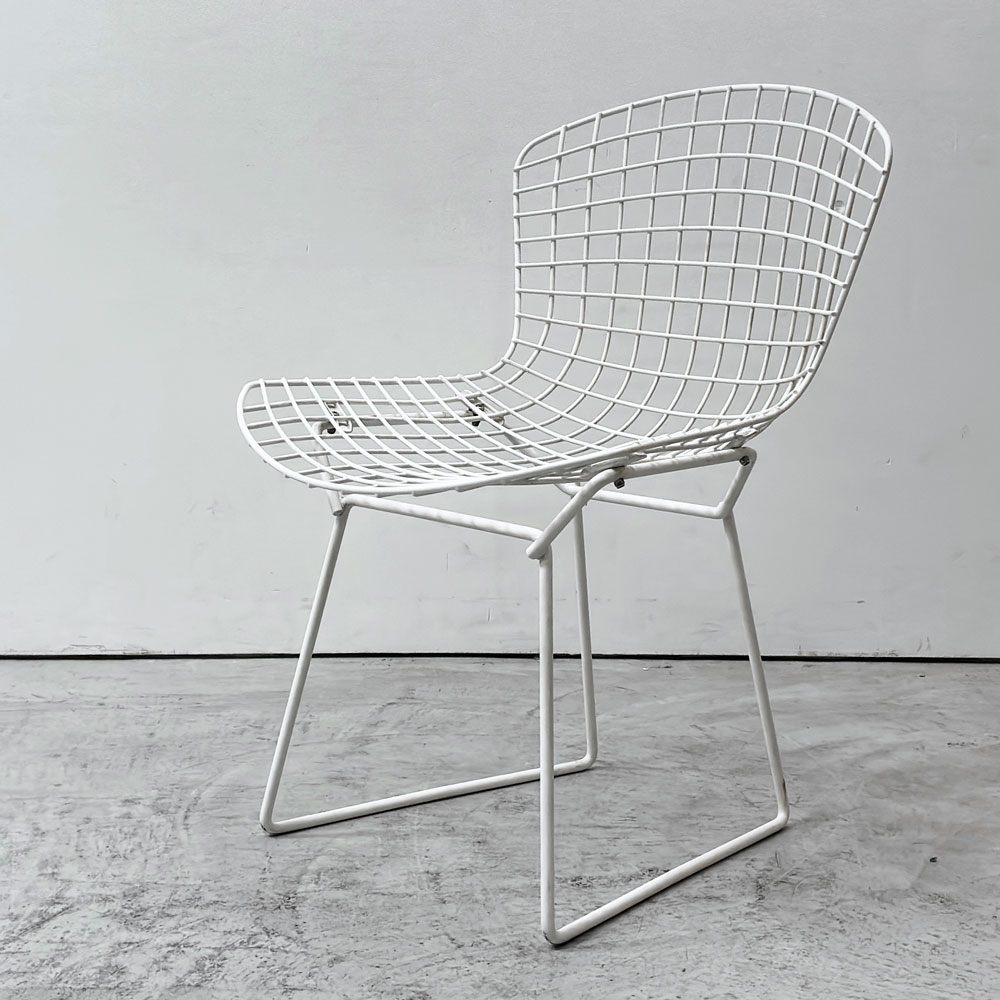 ノル Knoll 420 サイドチェア ワイヤーチェア ダイニングチェア ホワイト × レッド ファブリック フルカバー仕様 ハリー・ベルトイア ミッドセンチュリー ビンテージ ●