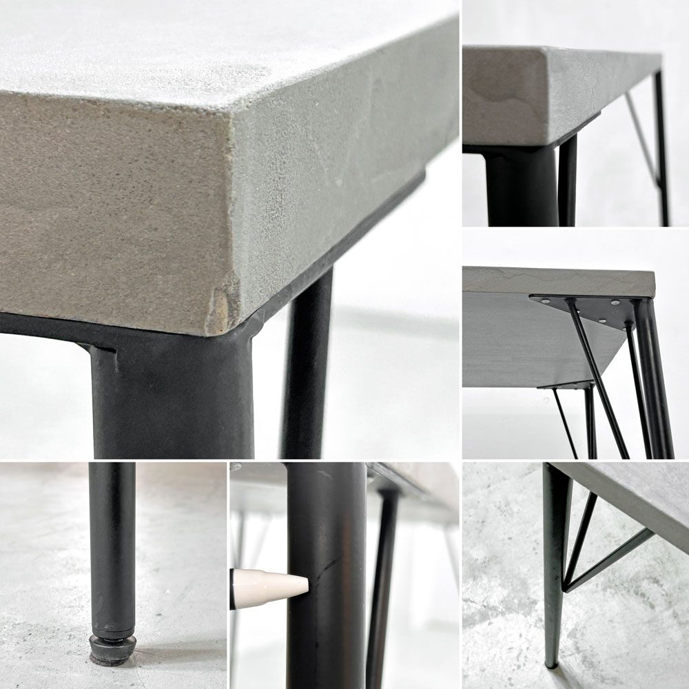 オーダーファニチャー Custom made furniture モルタル塗料天板 x 鉄脚 ダイニングテーブル W120cm インダストリアル モダンデザイン ●