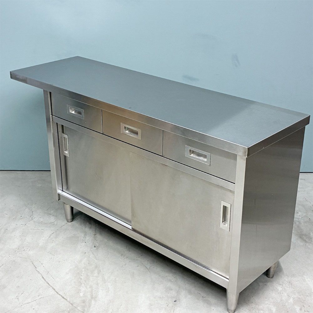 シンコー SINKO ステンレス キッチンキャビネット カウンターテーブル 作業台 引き出し付 引戸収納 W120cm ◎