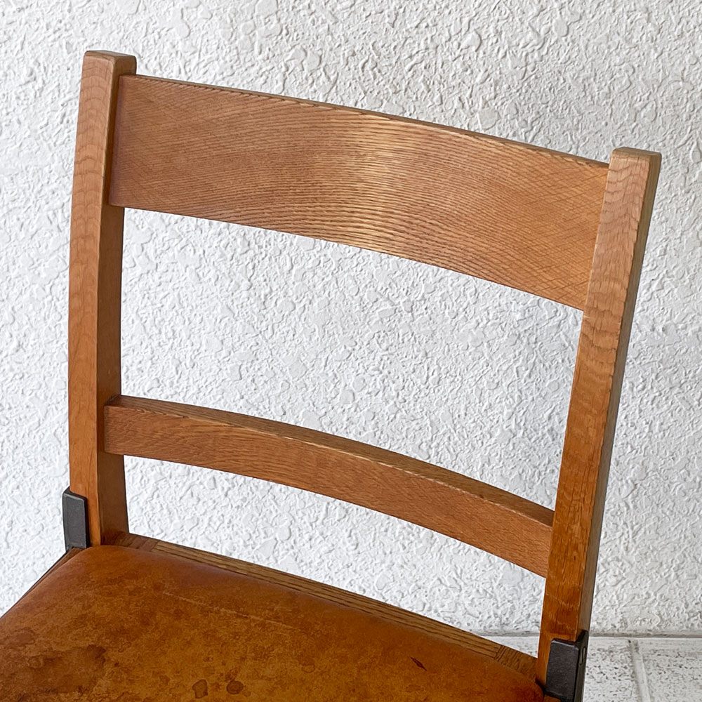 トラックファニチャー TRUCK FURNITURE TS CHAIR ダイニングチェア ナラ無垢材 アイアン 本革 羊革 シープスキン 定価 110,550円 ◇