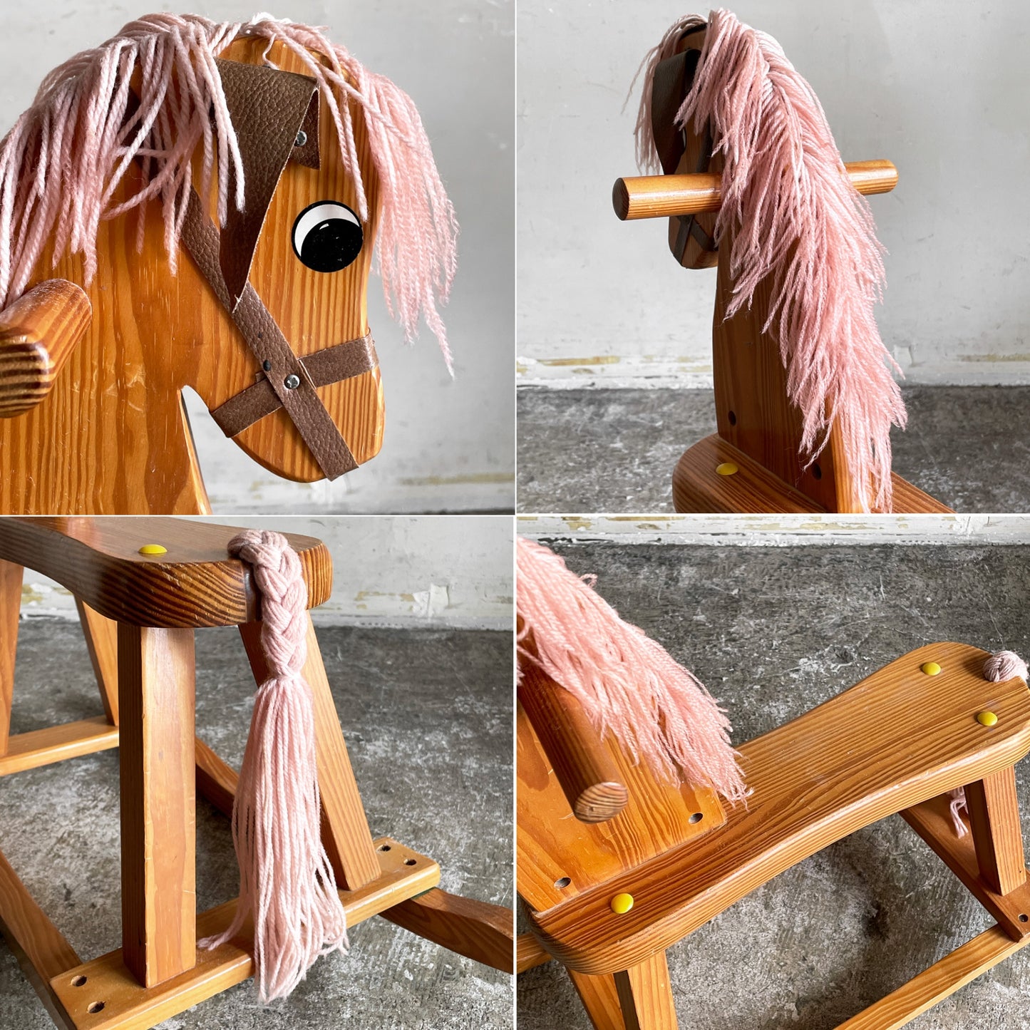 木馬 ロッキングホース 木製 面繋 乗用 玩具 H55cm ■