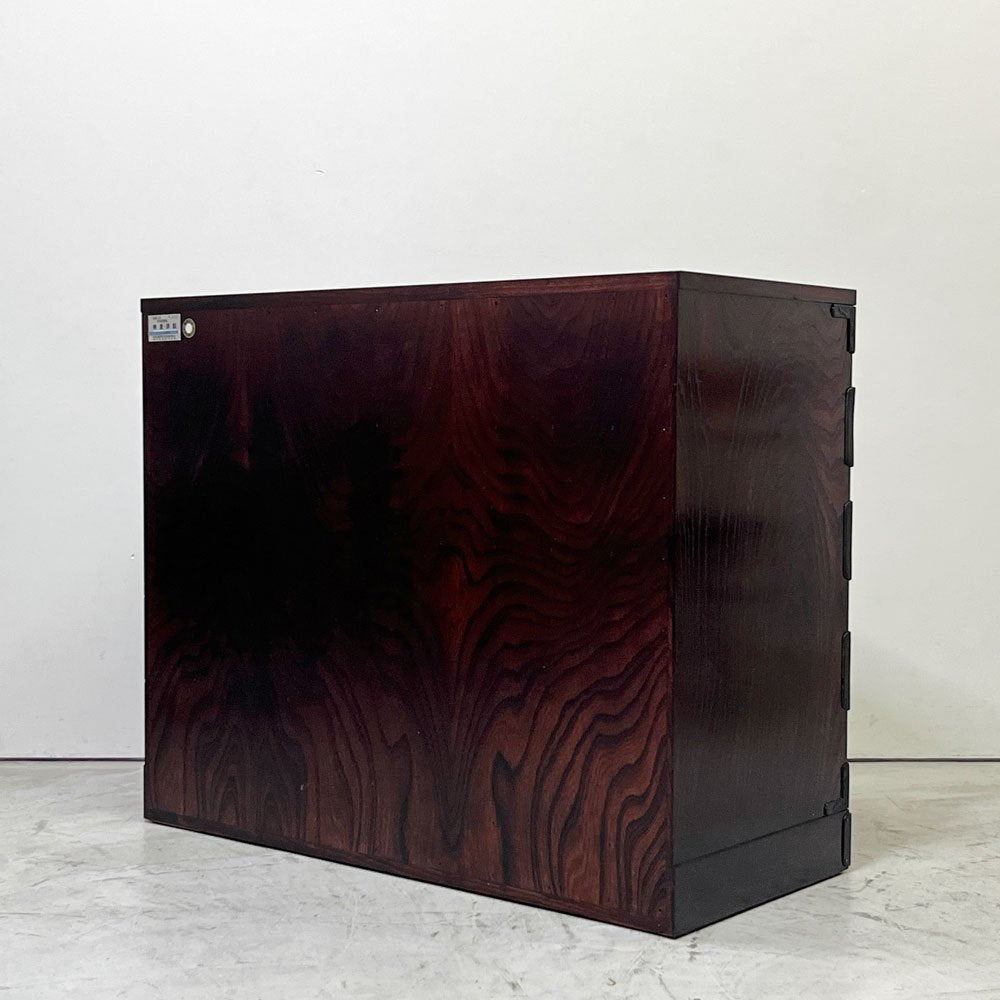 岩谷堂箪笥 整理箪笥 4段6杯 チェスト 欅材 南部鉄器金具 隠し収納 桐紋様 伝統工芸 民芸家具 和家具 ●