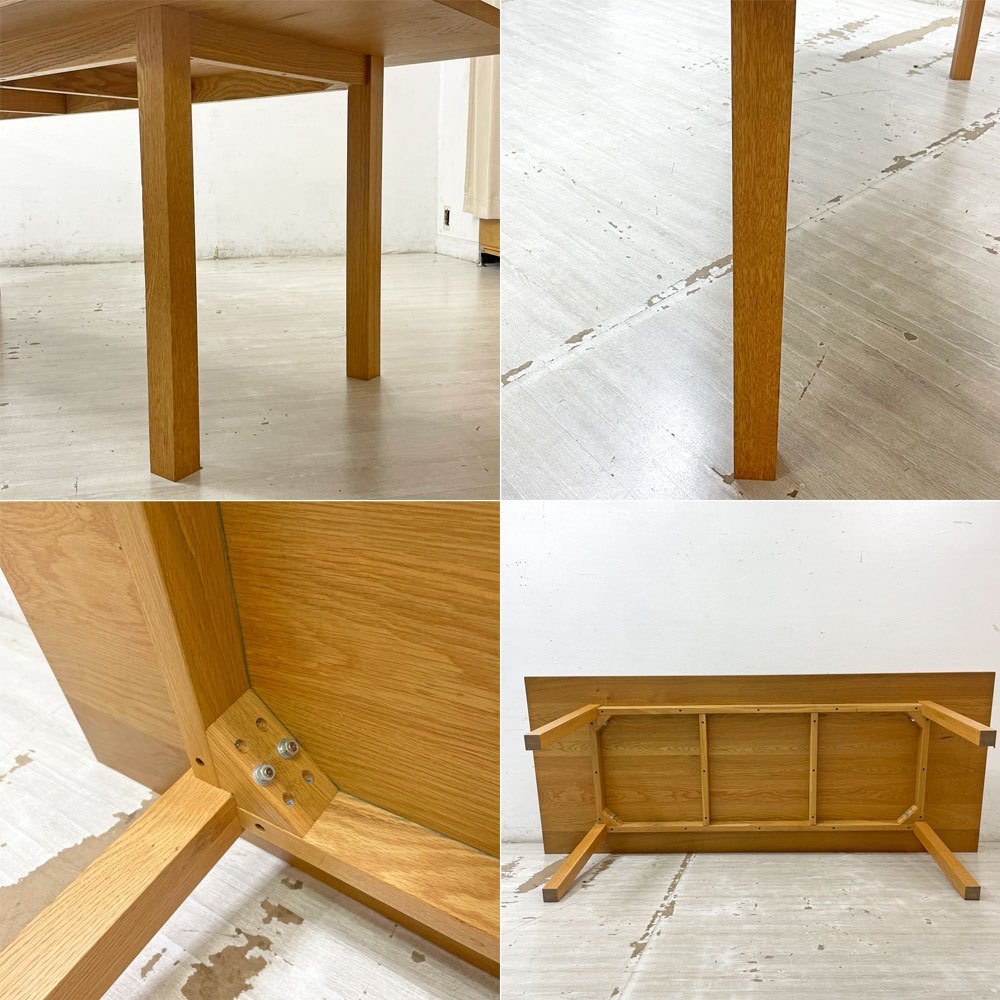 無印良品 MUJI リアルファニチャー REAL FURNITURE ダイニングテーブル オーク無垢集成材 シンプル ナチュラルテイスト W220cm ●