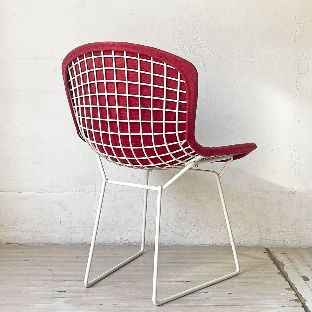 ノル Knoll 420 サイドチェア ワイヤーチェア ダイニングチェア ホワイト × レッド ファブリック フルカバー仕様 ハリー・ベルトイア ミッドセンチュリー ビンテージ ★