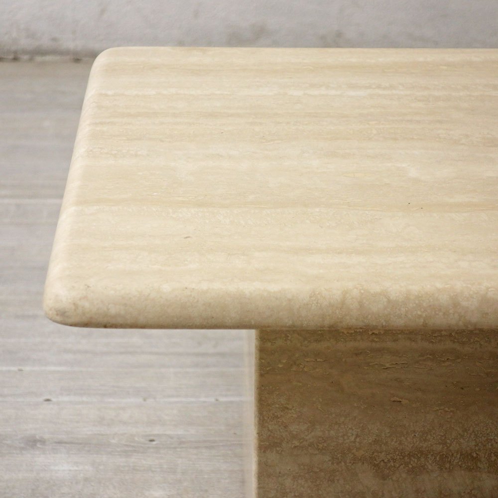 ビンテージ トラバーチン Travertine 大理石 マーブルストーン サイドテーブル Side table Sサイズ イタリア製 ●