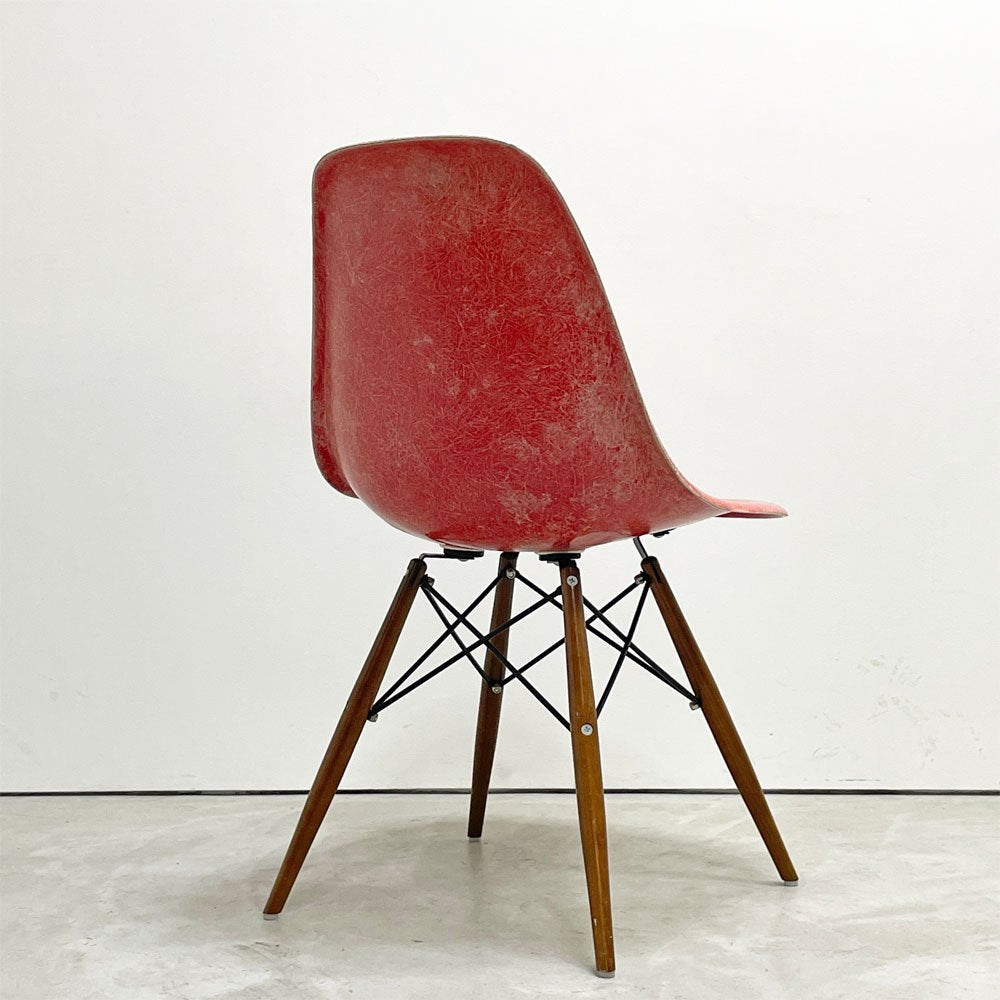 ハーマンミラー Herman Miller イームズ ビンテージ サイドシェルチェア 2nd 希少 クリムゾンレッド ドゥエルレッグベース リプロダクト脚 ミッドセンチュリー ●