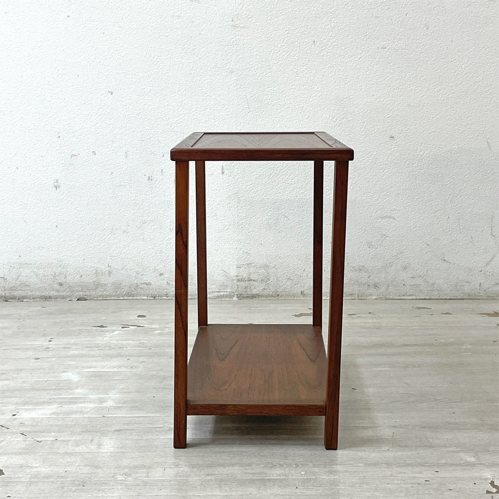 ジャパンビンテージ 木製 花台 飾り棚 サイドテーブル チーク材 W50cm vintage ●