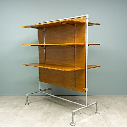 スタンダードトレード STANDARD TRADE オーダーメイド パーテーションシェルフ 間仕切り Kee Klamp パイプフレーム x オーク材 棚板6枚 店舗什器 ◎