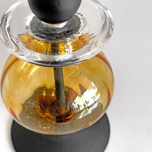 ボダ BODA Erik Höglund エリック・ホグラン ガラスキャンドルホルダー アンバー 60's ビンテージ スウェーデン 北欧雑貨 ■