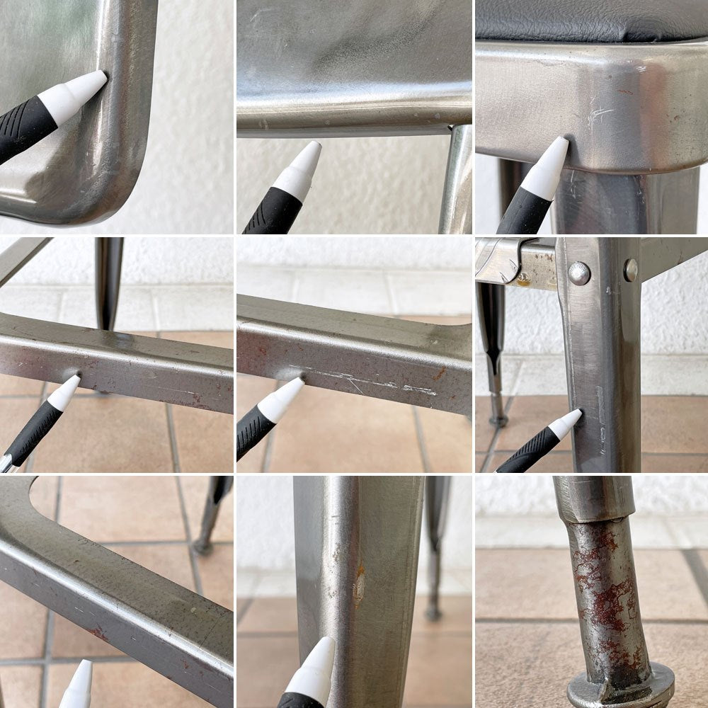 ダルトン DULTON スタンダードバーチェア Standard bar chair RAW スチール×ビニールレザー USビンテージスタイル 定価34,100円 B ◇