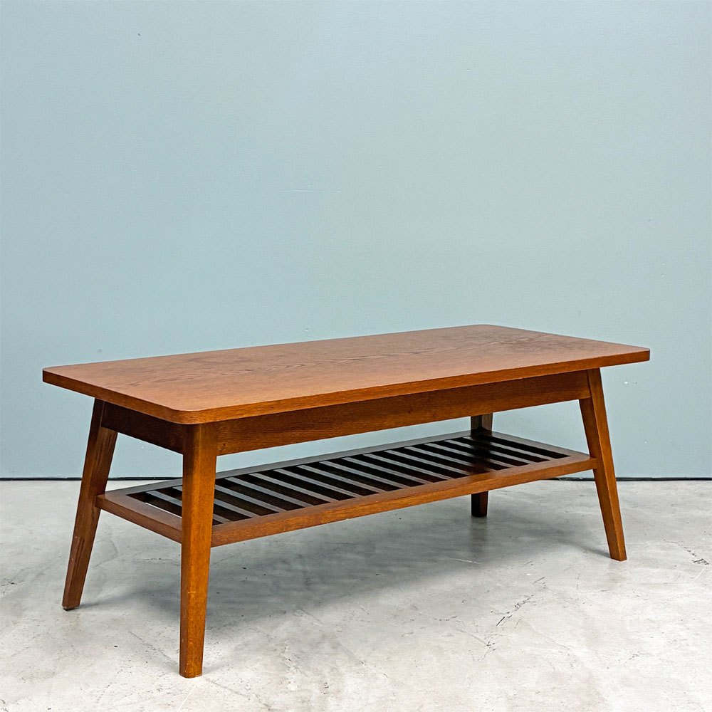 パシフィックファニチャーサービス P.F.S. ローテーブル DH TEA TABLE WITH SHELF Sサイズ W102cm ナラ材 マガジンラック付 ◎