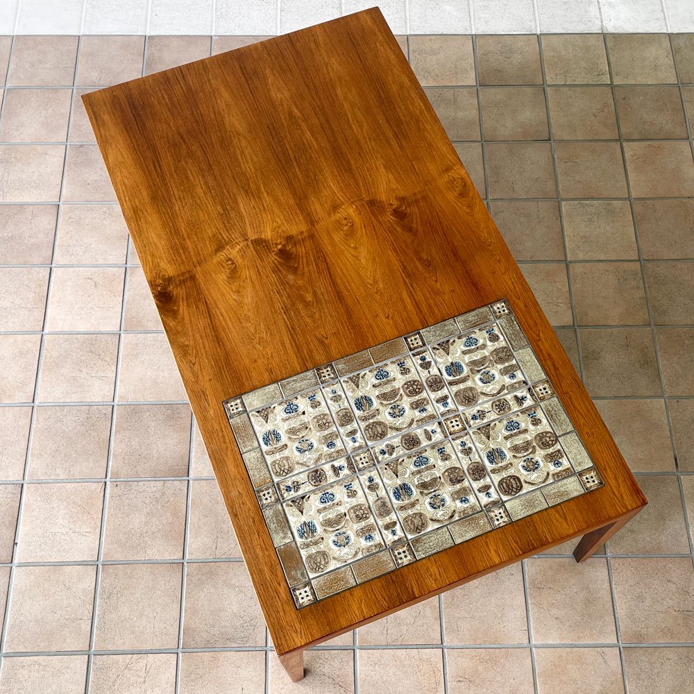 ハスレヴ Haslev Moblefabrik × ロイヤルコペンハーゲン Royal Copenhagen バッカ Baca タイルトップ コーヒーテーブル ローズウッド材 W133cm 北欧ビンテージ ◇