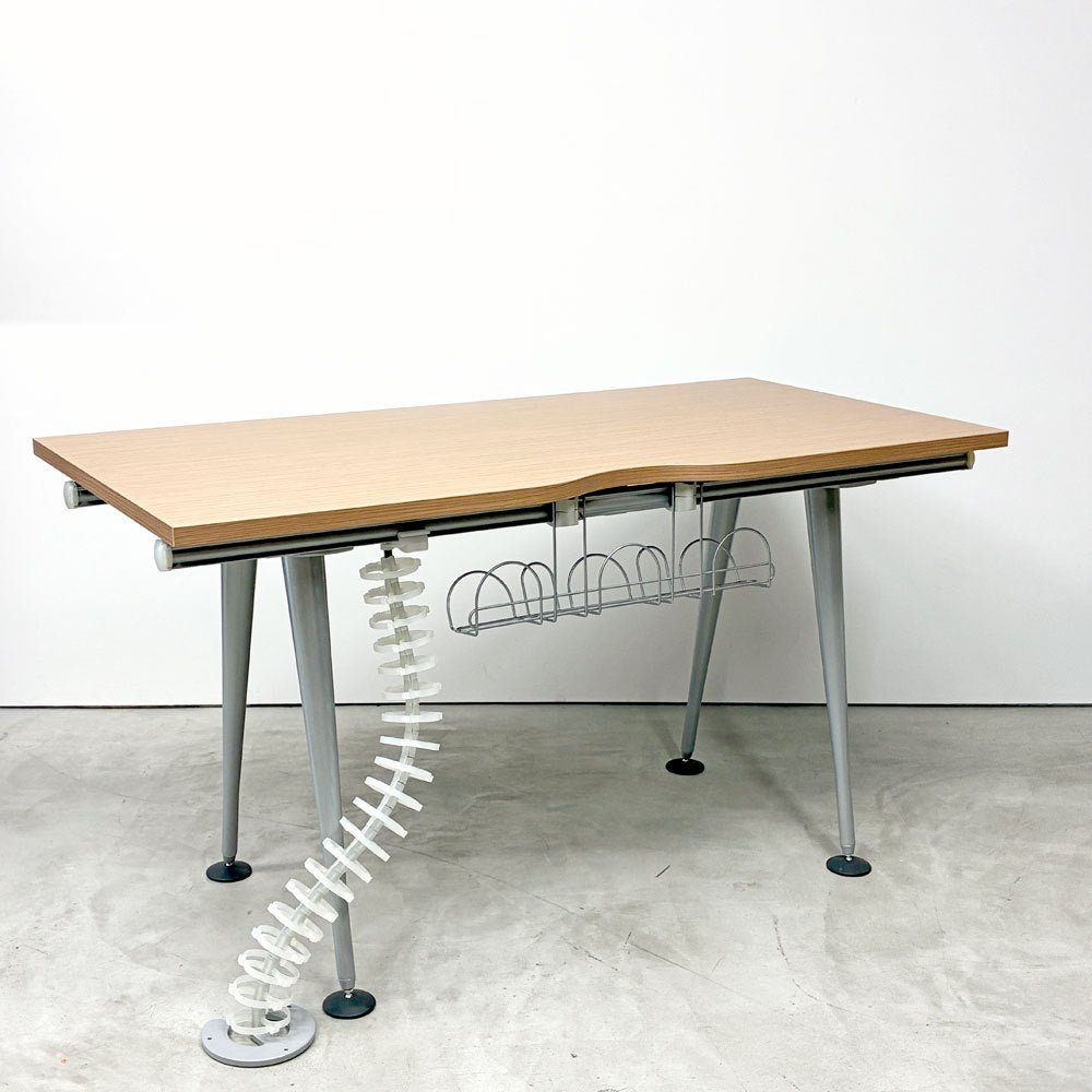ハーマンミラー Herman Miller アバックエンバイロメンツ ABAK ミーティングテーブル デスク ワークテーブル W140cm ウッドカラー ケーブルスパイン付き ティム・ウォレス ◎