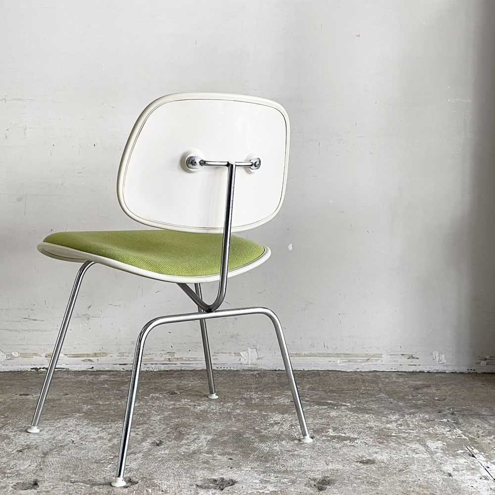 ハーマンミラー Herman Miller ツーピースプラスチックチェア Two Piece Plastic Chair DCM ホワイト グリーン ファブリック張替済 希少 ■