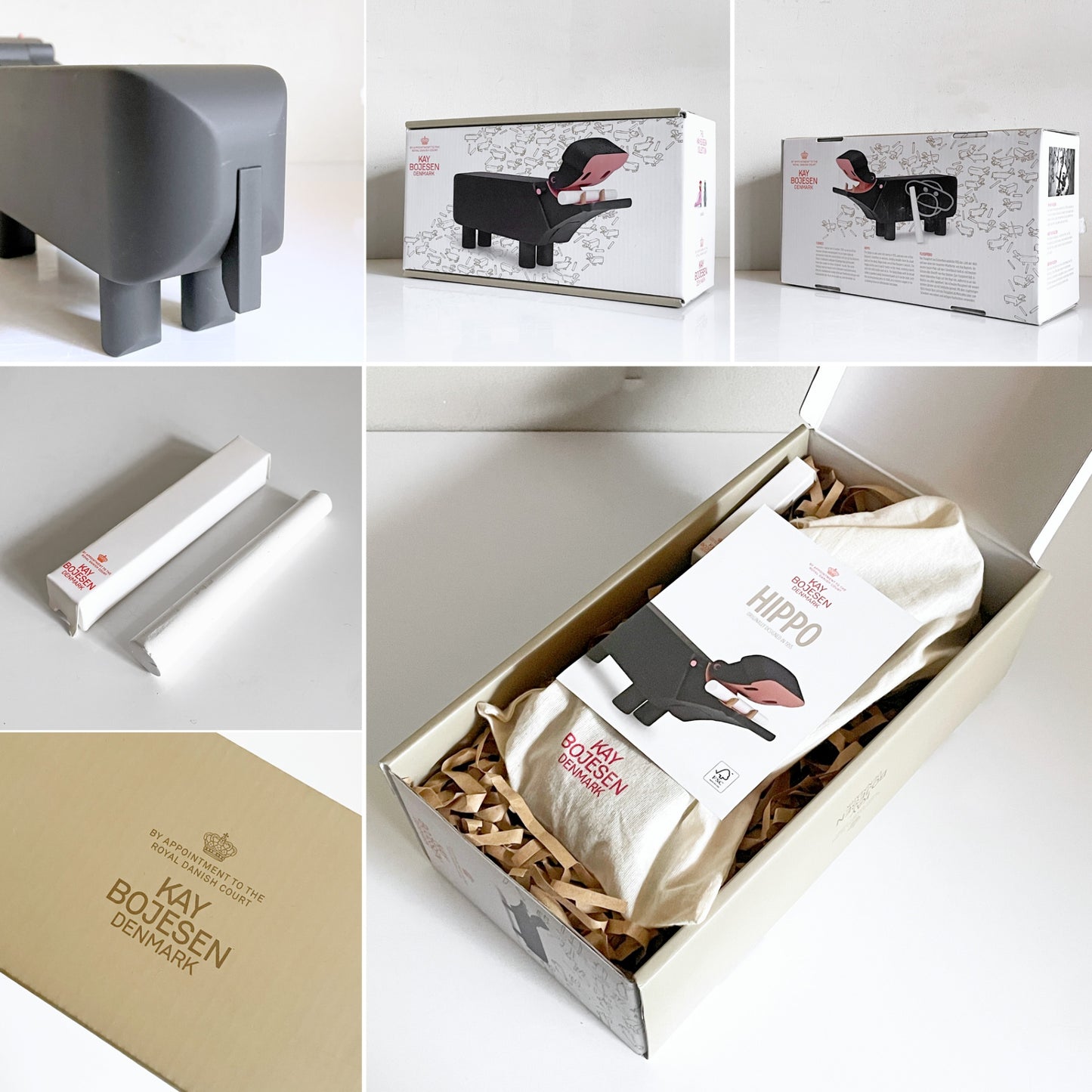 カイボイスン Kay Bojesen カバ ブラック HIPPO BLACK 木製オブジェ ビーチ材 黒板 デンマーク 北欧雑貨 箱 チョーク付き 現行品 ■