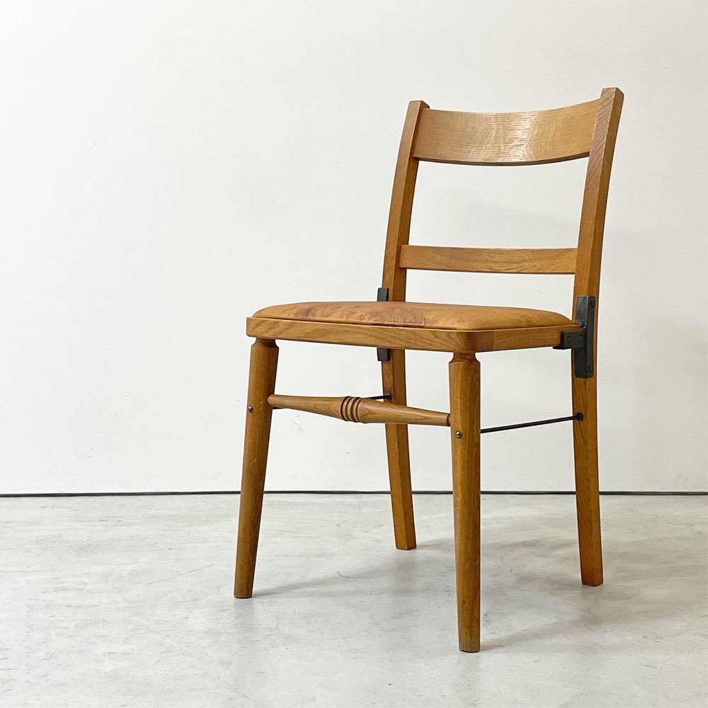トラックファニチャー TRUCK FURNITURE TS CHAIR ダイニングチェア ナラ無垢材 アイアン 本革 羊革 シープスキン 定価 ￥110,550- ●